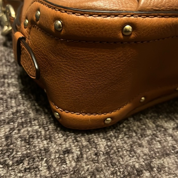 NWOT Large Michael Kors Saddle brown Convertible Studded Satchel - Picture 6 of 13